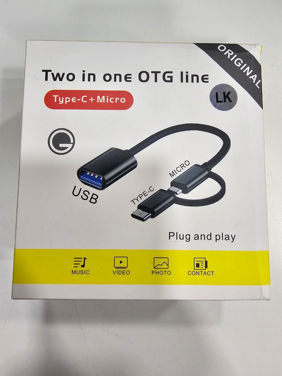 Cable OTG 2 en 1 Tipo C y Micro V8